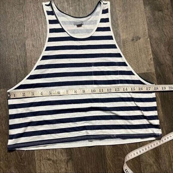 aerie Blue & White Striped Sleeveless Crop Top Size XS - Picture 6 of 8